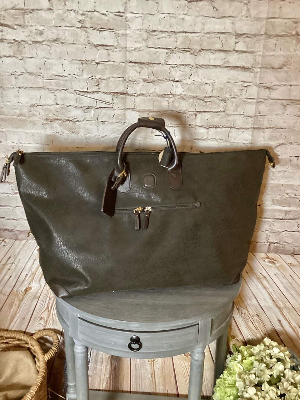 Bric’s Life brown suede Cargo Duffle Luxury Travel Weekender bag